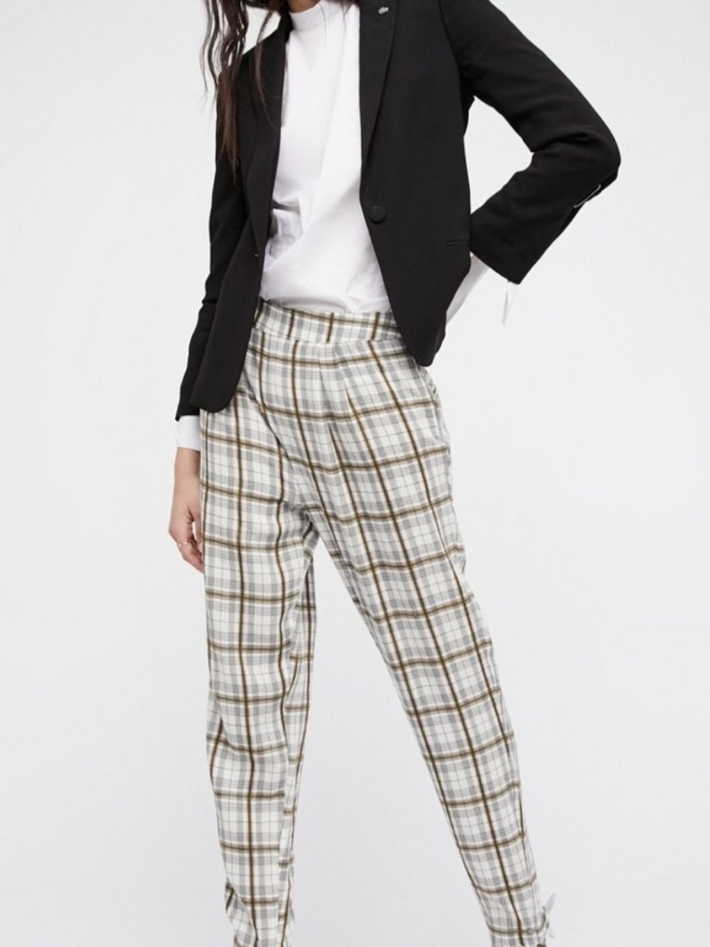 NWOT Free People Plaid Tapered Pants